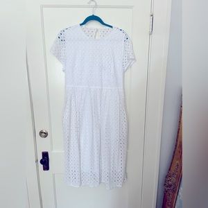 Lane Bryant midi white crochet knit overlay dress